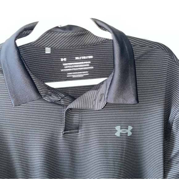 Under Armour The Performance Polo Black and Grey Stripes - Picture 5 of 5